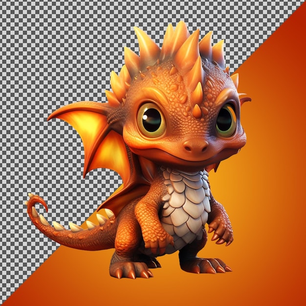 PNG PSD 3d rendered cute baby lava drago isolated on a transparent background