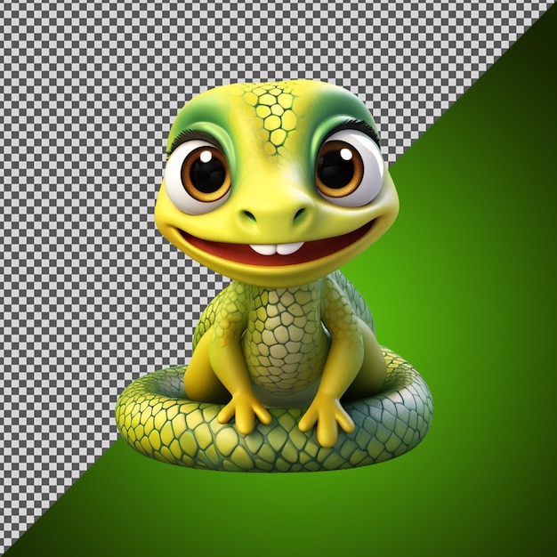 PNG PSD 3d rendered cute baby snake isolated on a transparent background