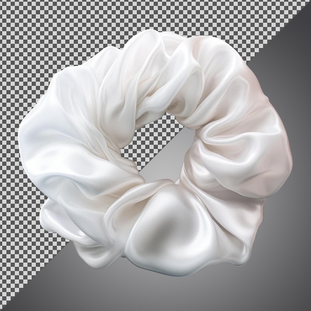 PNG PSD beautiful white silk scrunchie isolated on a transparent background