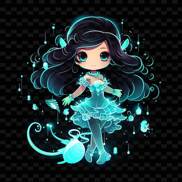 PSD png radiant rhythms unleashing creativity with sticker anime characters through neon lines