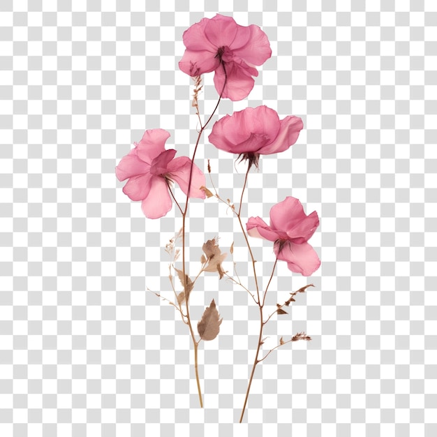 PSD png real pressed pink rose flowers petal plant art