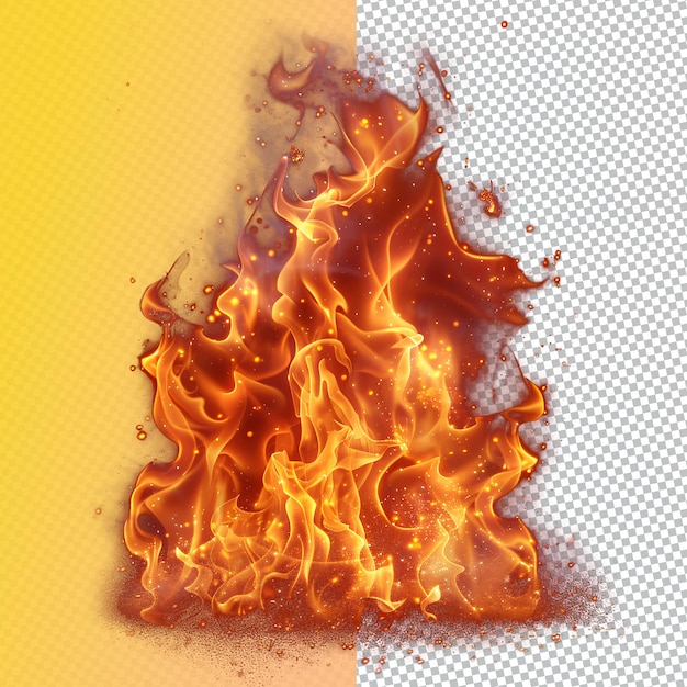 PSD png realistic fire with transparent background