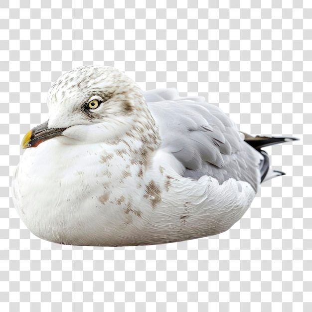 PNG Resting seagull on white background