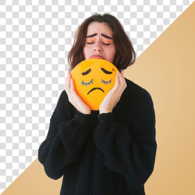 PSD png sadness expression with emoji mask