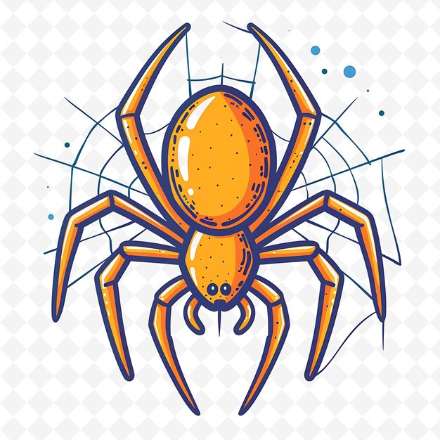 Png Satisfied Spider With Web Patterns Sprinkled Throughout Subt Flat Illustration Cute Character