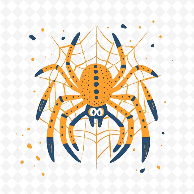 Png Satisfied Spider With Web Patterns Sprinkled Throughout Subt Flat Illustration Cute Character