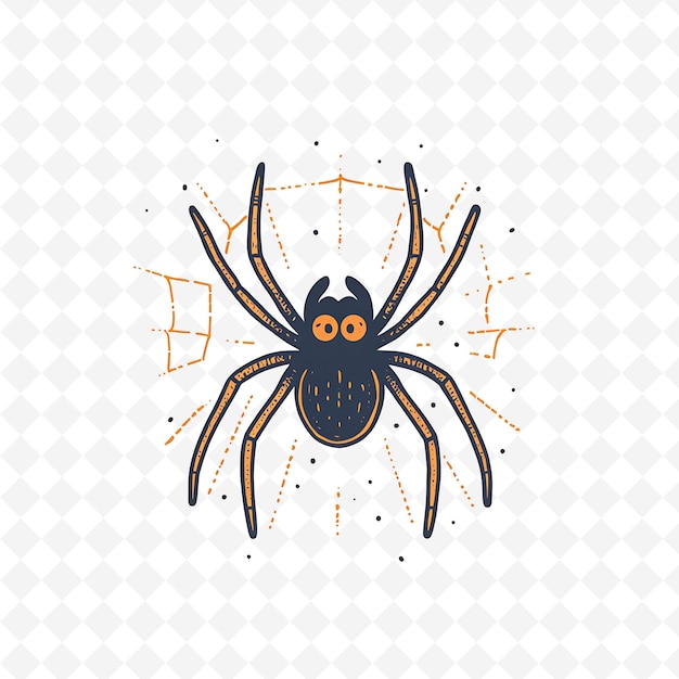 Png Satisfied Spider With Web Patterns Sprinkled Throughout Subt Flat Illustration Cute Character