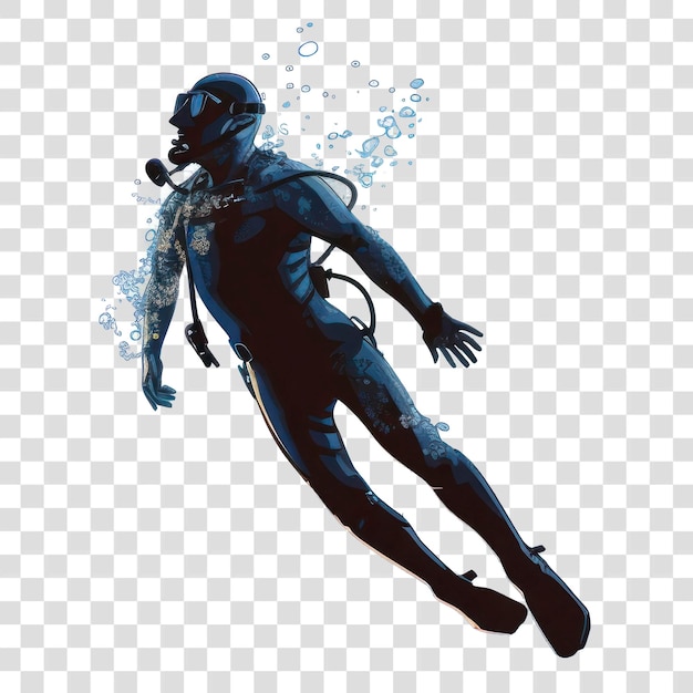 PNG Scuba diver digital paint illustration AI generated image