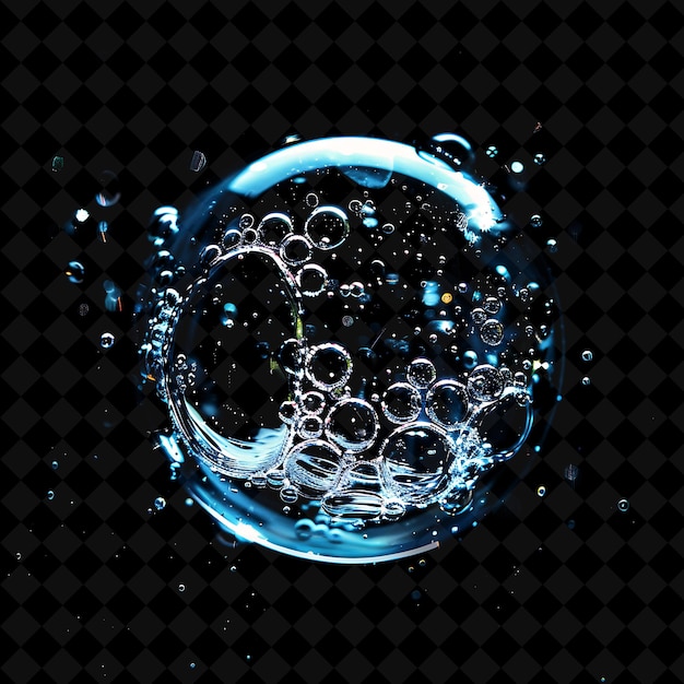 Png Serene Glowing Water Bubble With Clear Liquid and Blue Water Trendy Neon Color Y2K Backgrounds