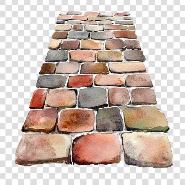 PNG Simple brick path illustration cobblestone watercolor