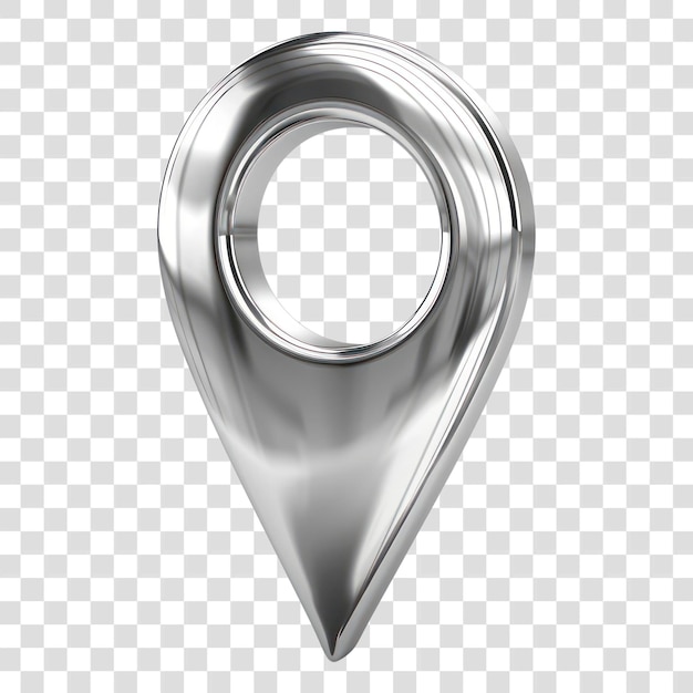 PSD png sleek metallic location pin icon