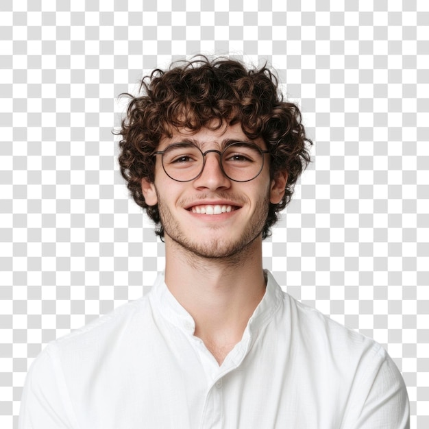 PNG Smiling young man with glasses