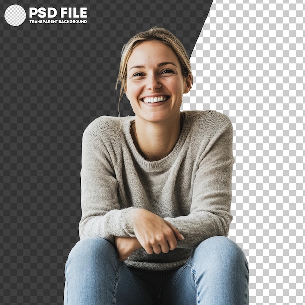 PNG Smiling young woman on light backdrop