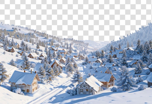 PSD png snowy village winter wonderland