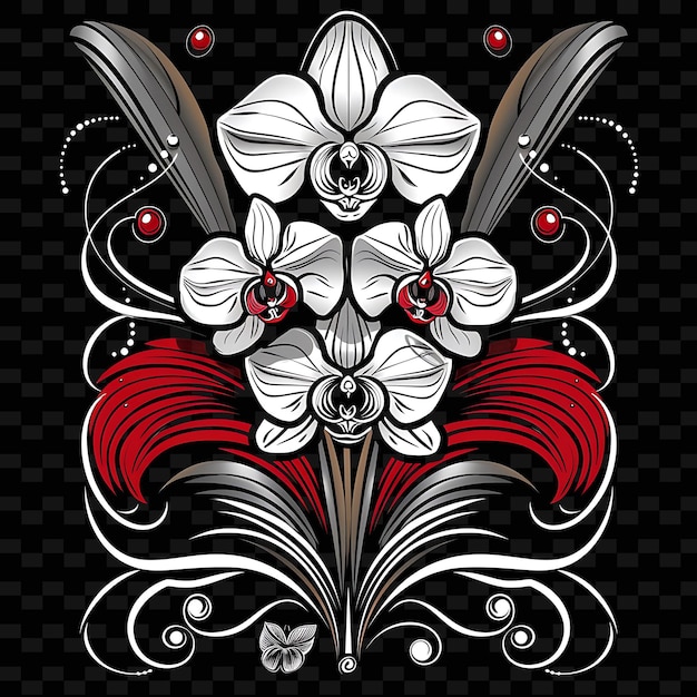 Png Sophisticated Phalaenopsis Orchid Borderlines Design With ArIllustration Abstract Collections