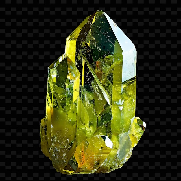 Png Sphene Crystal With Tetragonal Prisms in Yellow to Green Col Gradient Object on Dark Background