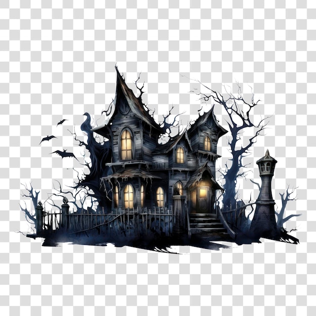 PNG Spooky haunted house illustration