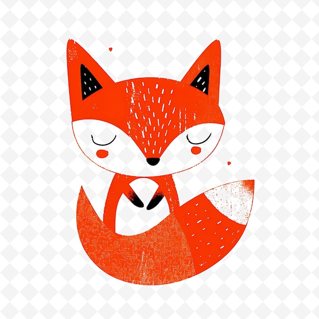 Png Spunky Fox With Bushy Tail Shapes Randomly Placed Fiery Red Flat Illustration Cute Character