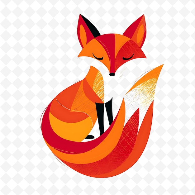 Png Spunky Fox With Bushy Tail Shapes Randomly Placed Fiery Red Flat Illustration Cute Character