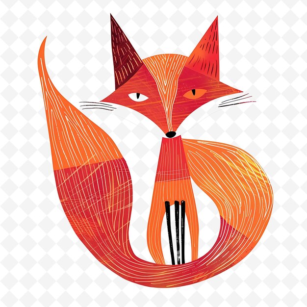 Png Spunky Fox With Bushy Tail Shapes Randomly Placed Fiery Red Flat Illustration Cute Character