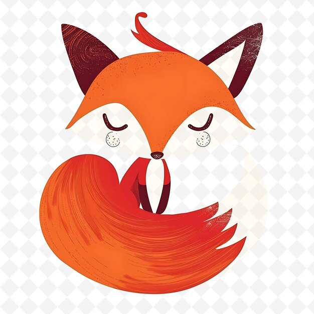 Png Spunky Fox With Bushy Tail Shapes Randomly Placed Fiery Red Flat Illustration Cute Character