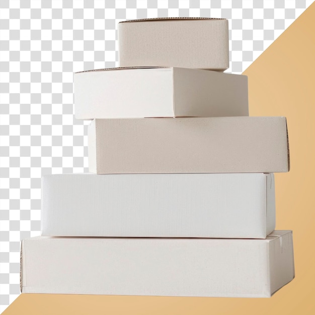 PSD png stacked cardboard boxes on table