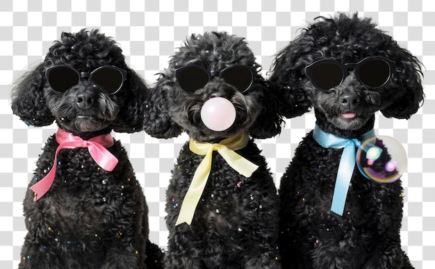 PSD png stylish poodles wearing sunglasses