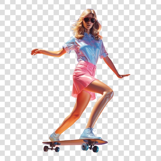 PNG Stylish woman skateboarding summer