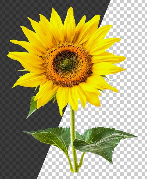 PSD png sunflower blooming on white backdrop