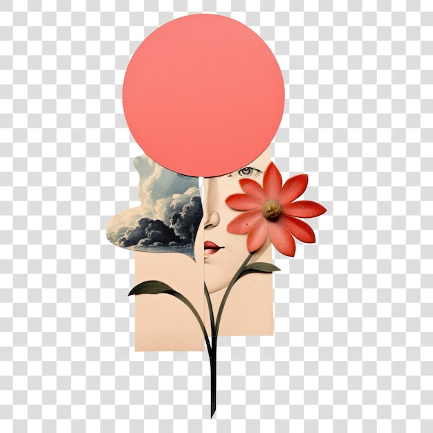 PSD png surreal floral face collage