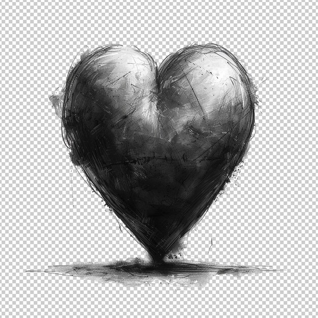 PSD png textured black heart 3d rendering