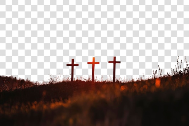 PSD png three crosses crosses horizon sunset