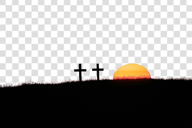 PSD png three crosses crosses sunset silhouette