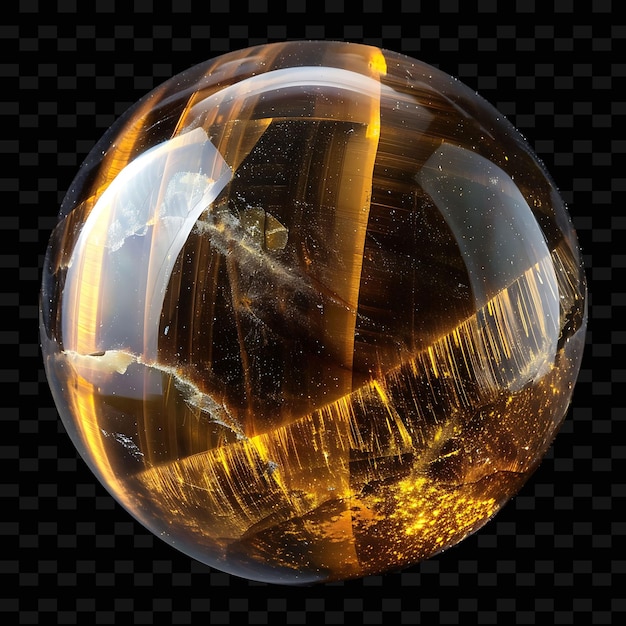 Png Tigers Eye Crystal Sphere With Round Shape Brown Color and O Gradient Object on Dark Background