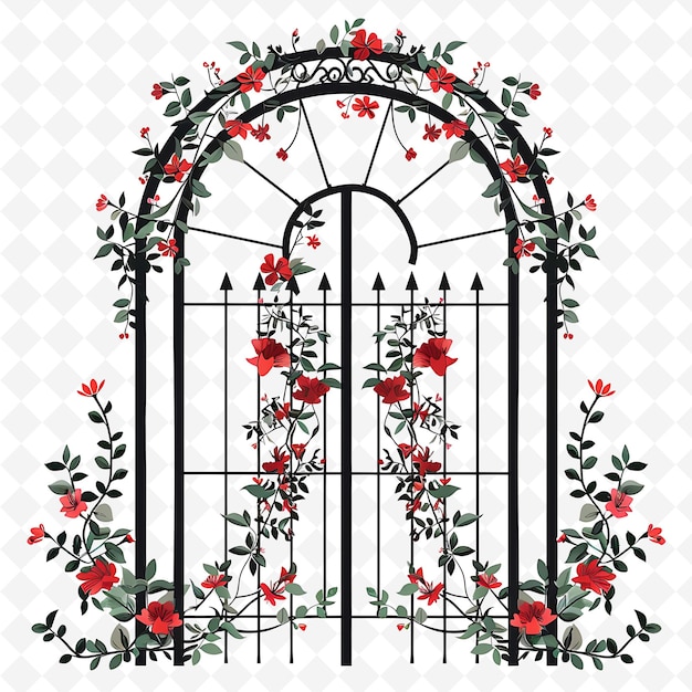 Png Trellis Gate With Floral Wedding Decorations Gate Is Adorned Creative Abstract Art Designs