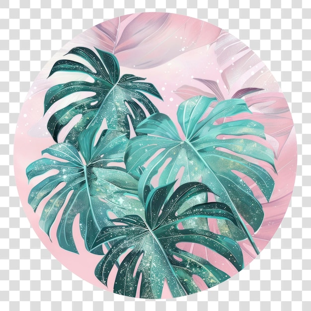 PSD png tropical leaves pastel art