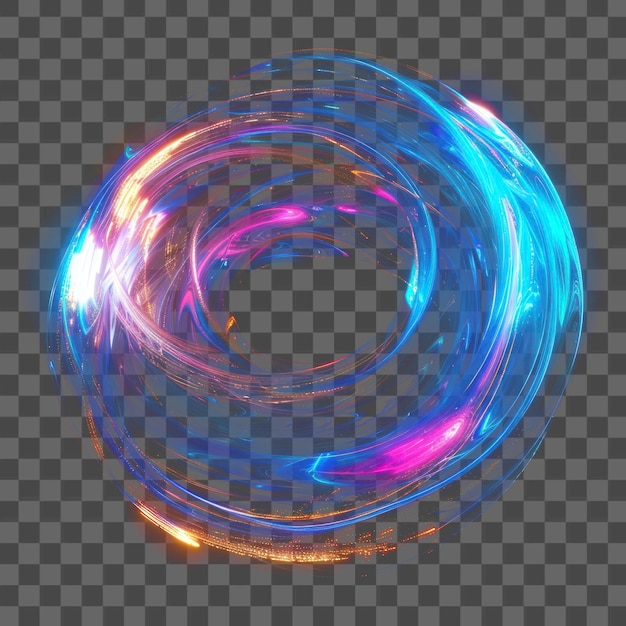 PNG Vibrant swirling neon light vortex