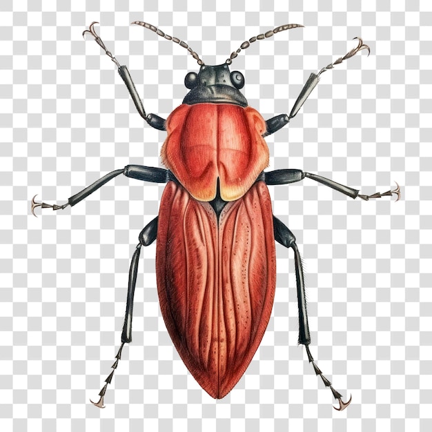 PSD png vintage drawing insect animal sketch red