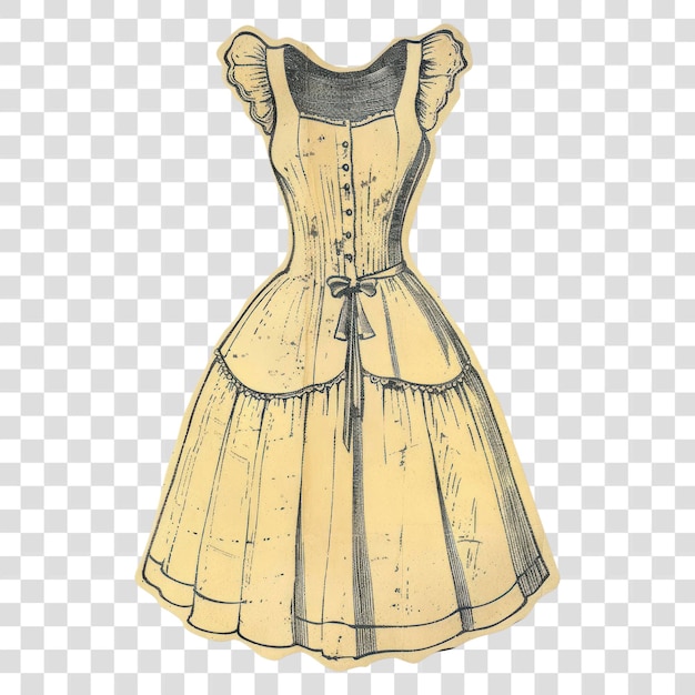 PSD png vintage dress illustration sketch