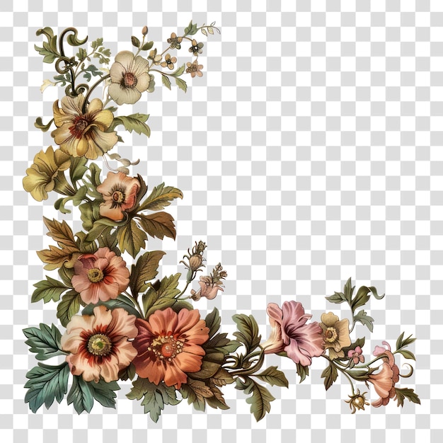 PNG Vintage floral corner illustration