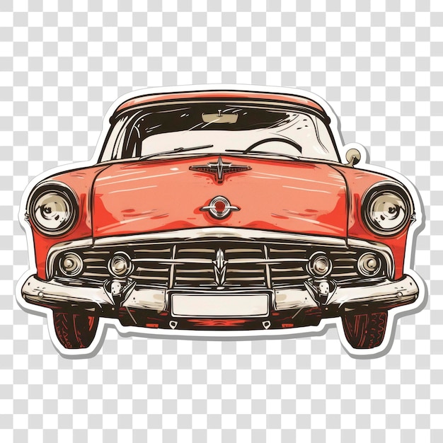 PSD png vintage red classic car illustration