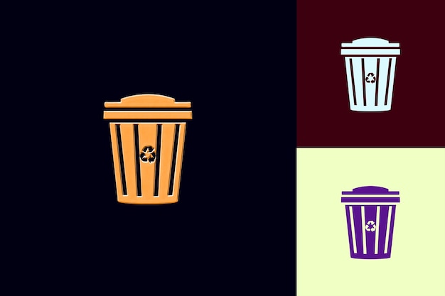 PSD png wastebasket with minimalist design highlighting a series of outline art creative designs