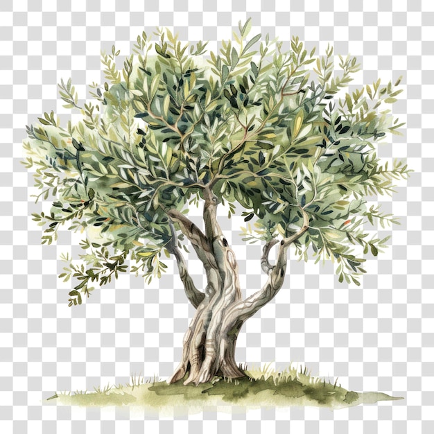 PSD png watercolor olive tree illustration