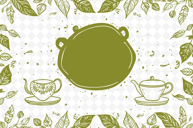 Png Whimsical Frame Art With Teacups and Teapot Decorations Bord Illustration Frame Art Decorative