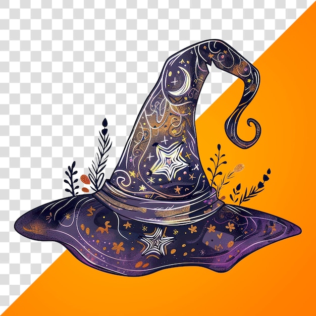 PSD png whimsical ornate magical witch hat