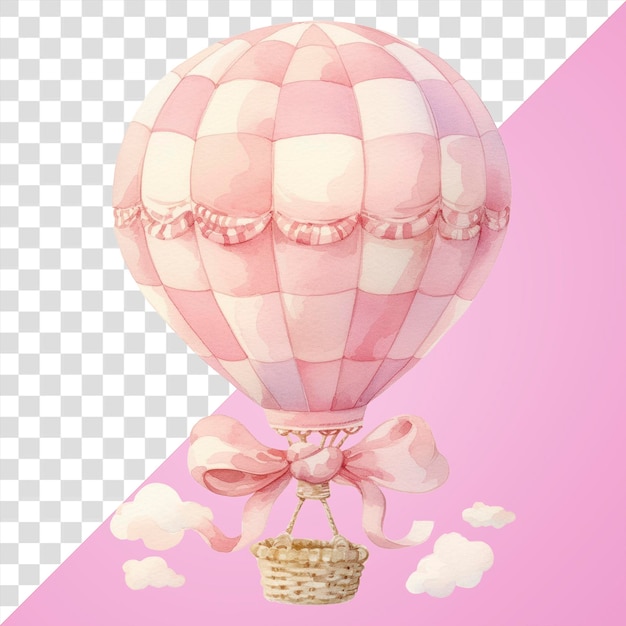 PSD png whimsical pink hot air balloon