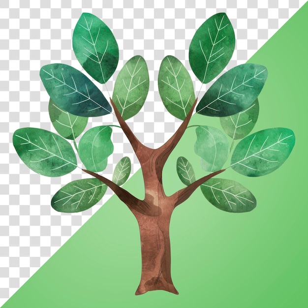 PSD png whimsical tree with green leaves