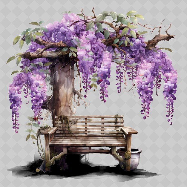 Png Wisteria Bonsai Tree Porcelain Pot Compound Leaves Romantic Transparent Diverse Trees Decor