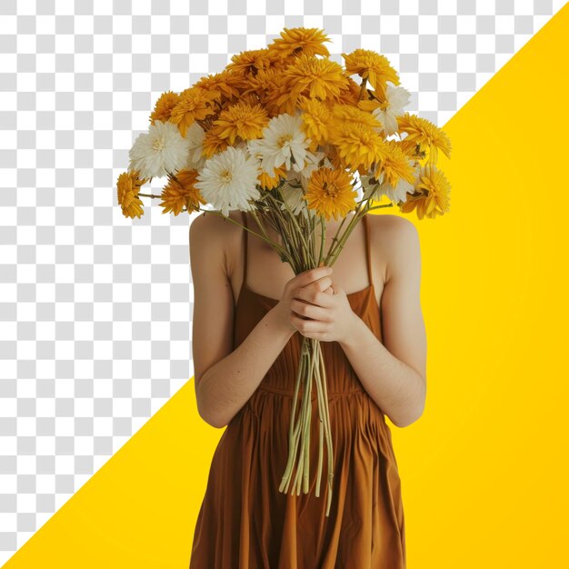 PSD png yellow and white flowers bouquet