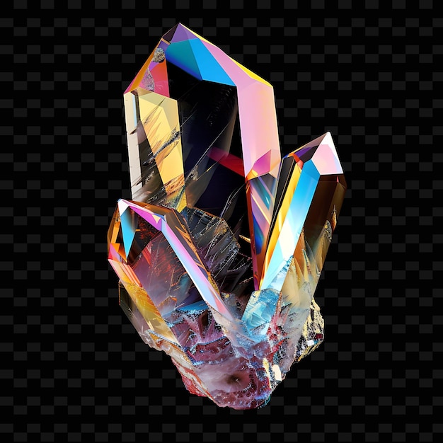 Png Zircon Crystal With Tetragonal Prisms in Various Colors and Gradient Object on Dark Background